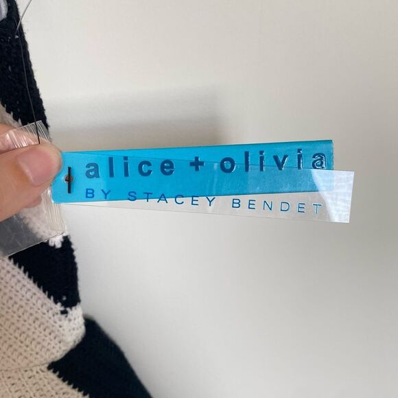 Alice + Olivia Monaco Crochet Pleated Peplum Dress Black and White Size XS NWT - Picture 10 of 13